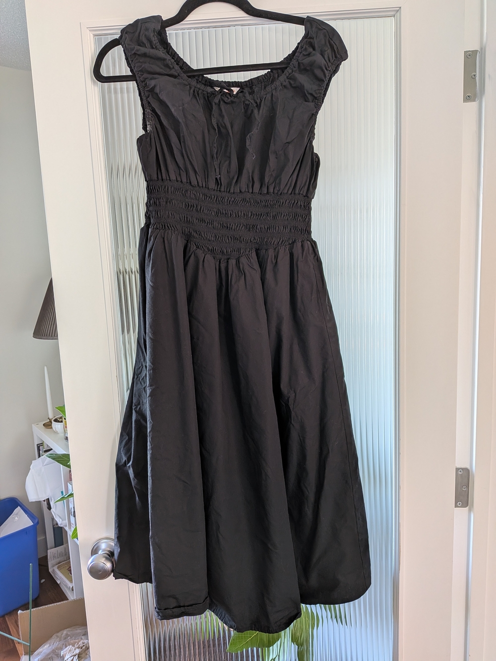 Joe Fresh Black Smocked Waist Midi Dress